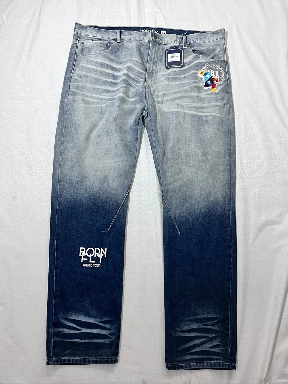 Born Fly Men’s Ombre Blue Straight Jeans size 46